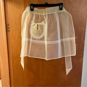 Vintage Sheer Apron with Lace Details